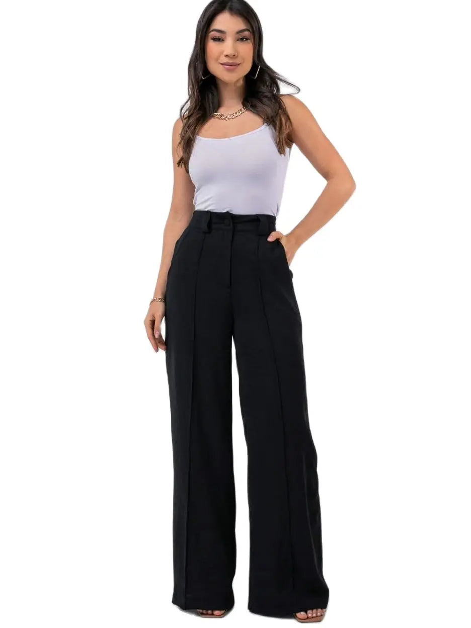 Flat Pantalona Pants Versátil Elegante