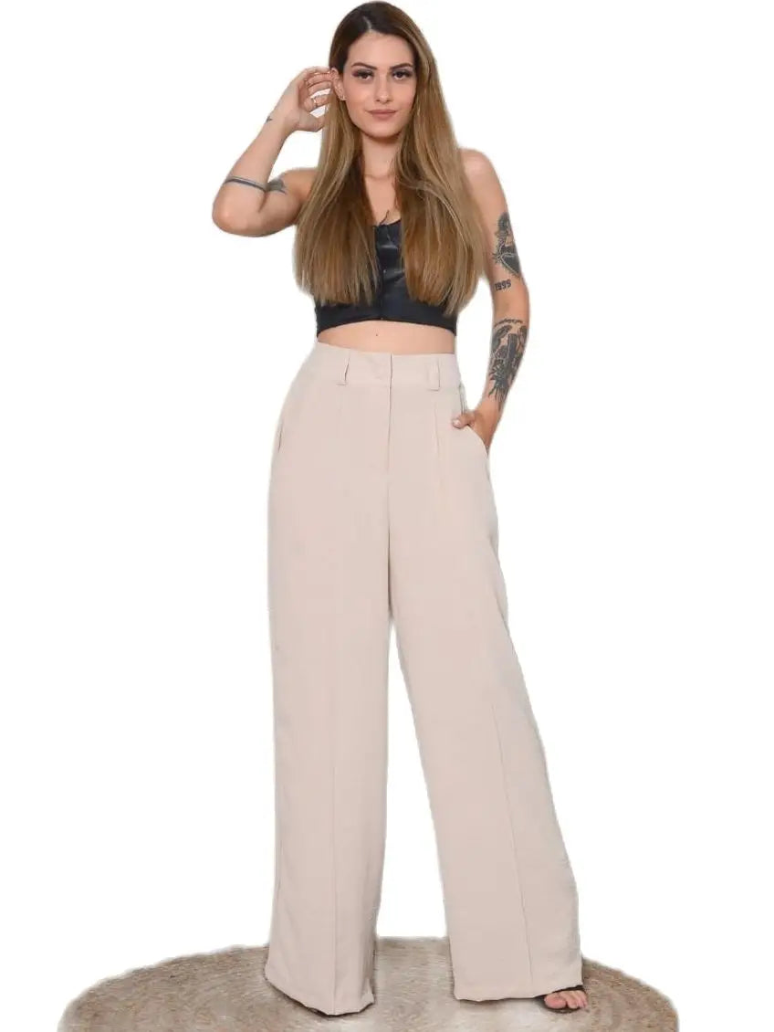 Flat Pantalona Pants Versátil Elegante