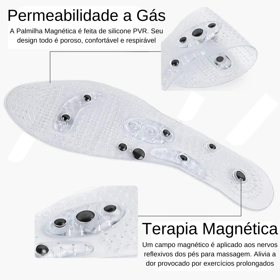 Palmilha Magnética Massagem Transparente Terapia Dores Stress acupuntura