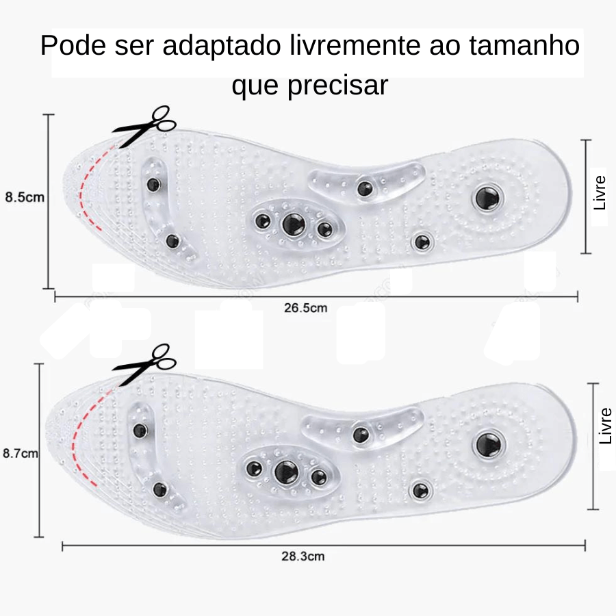 Palmilha Magnética Massagem Transparente Terapia Dores Stress acupuntura