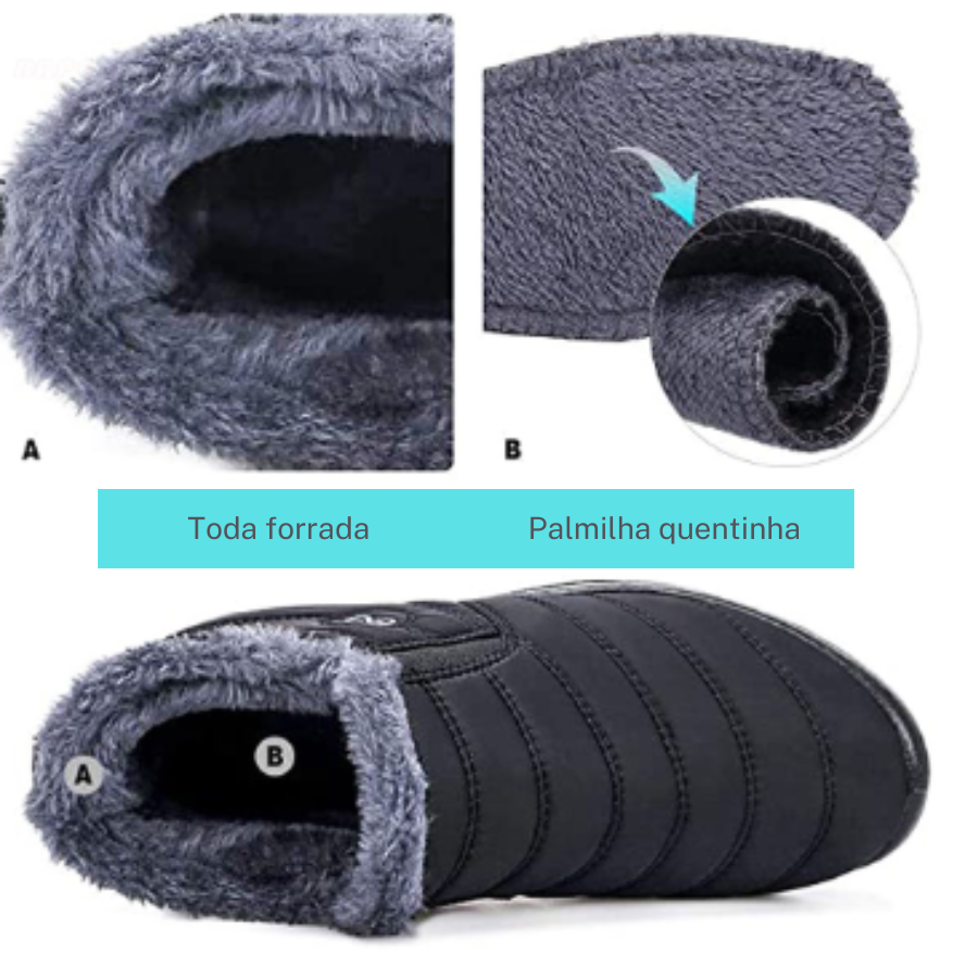 Bota Feminina Aveludada Impermeável - Ultra Confort Hoje com 50% Off